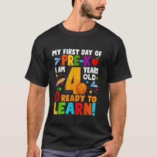 Mijn eerste dag van Pre K Ik ben 4 jaar oude Kinde T-shirt