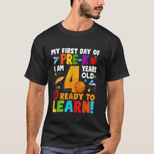 Mijn eerste dag van Pre K Ik ben 4 jaar oude Kinde T-shirt (Voorkant)