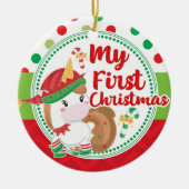 Mijn eerste eerste eerste kerstkerstfeest, Elf Uni Keramisch Ornament (Voorkant)