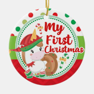 Mijn eerste eerste eerste kerstkerstfeest, Elf Uni Keramisch Ornament