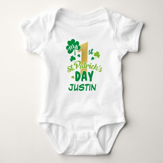 Mijn eerste eerste St. Patrick's Day Shamrock Gree Romper (Voorkant)