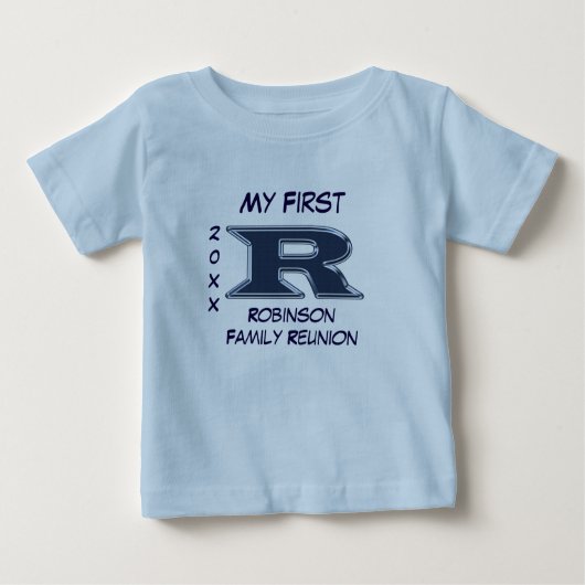 Mijn eerste familie reünie Letter R Monogram Blue (Voorkant)