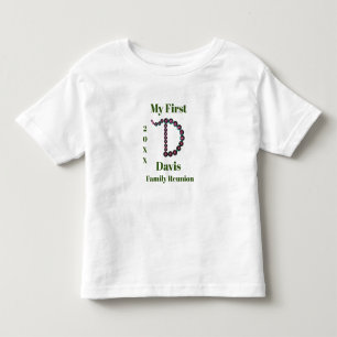 Mijn eerste familie reunion Sequin Letter D Monogr Kinder Shirts