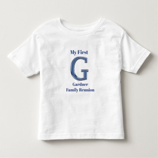 Mijn eerste familiereünie Achternaam Letter G Init Kinder Shirts (Voorkant)