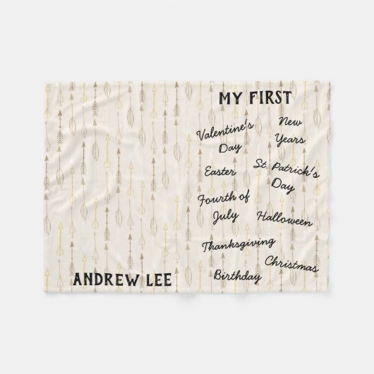 "Mijn eerste feestdag" Milestone Baby Blanket Fleece Deken (Voorkant (Horizontaal))