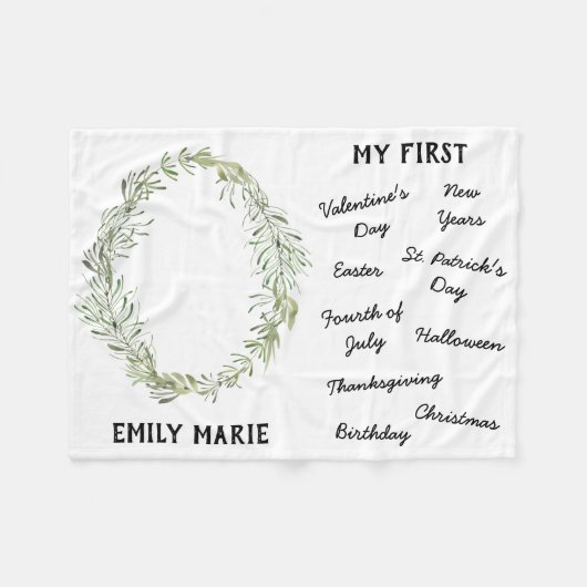 "Mijn eerste feestdag" Milestone Baby Blanket Fleece Deken (Voorkant (Horizontaal))
