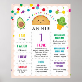 Mijn eerste Fiesta Birthday Girl 1 jaar oud gebaar Poster