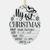 Mijn eerste gepersonaliseerde kerstnaam Datum Tijd Keramisch Ornament (Rechts)