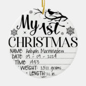 Mijn eerste gepersonaliseerde kerstnaam Datum Tijd Keramisch Ornament (Voorkant)