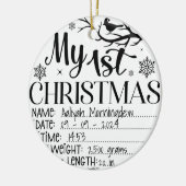 Mijn eerste gepersonaliseerde kerstnaam Datum Tijd Keramisch Ornament (Links)