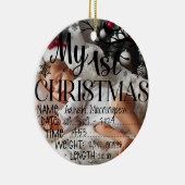 Mijn eerste gepersonaliseerde kerstnaam Datum Tijd Keramisch Ornament (Rechts)