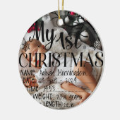 Mijn eerste gepersonaliseerde kerstnaam Datum Tijd Keramisch Ornament (Links)