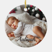 Mijn eerste gepersonaliseerde kerstnaam Datum Tijd Keramisch Ornament (Achterkant)