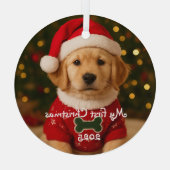 Mijn eerste Golden Retriever gepersonaliseerd Glas Ornament (Achterkant)