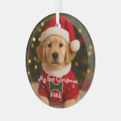 Mijn eerste Golden Retriever gepersonaliseerd Glas Ornament (Voorkant links)