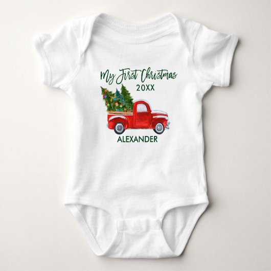 Mijn eerste groene kersttruckscript romper (Voorkant)