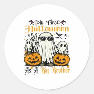 Mijn eerste Halloween als Big Brother Ghost Pumpki Ronde Sticker