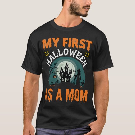 Mijn eerste Halloween als moeder spookhuis T-shirt (Voorkant)