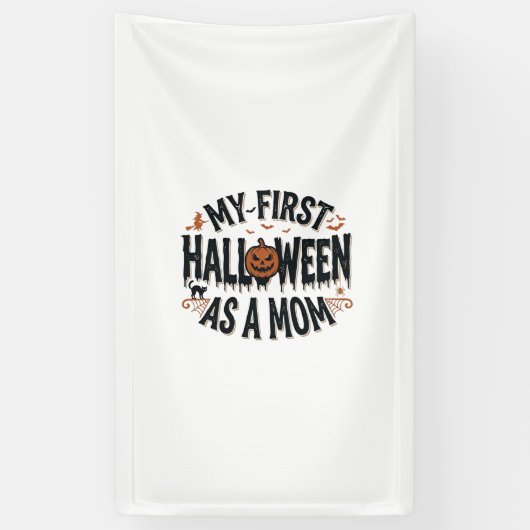 Mijn eerste Halloween als moeder Vintage Halloween Spandoek (Verticaal)