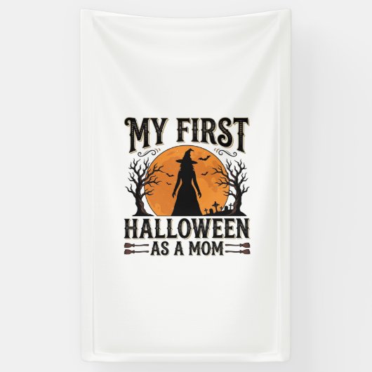 Mijn eerste Halloween als moeder Vintage Halloween Spandoek (Verticaal)