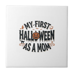 Mijn eerste Halloween als moeder Vintage Halloween Tegeltje