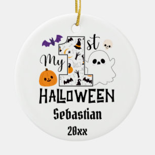 mijn eerste halloween baby boe met een aangepaste  keramisch ornament