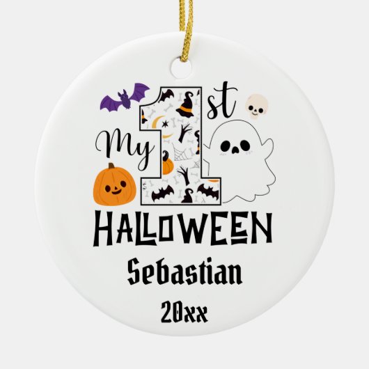 mijn eerste halloween baby boo , aangepaste naam & keramisch ornament (Voorkant)