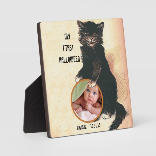 Mijn eerste HALLOWEEN Baby Foto Black Cat Fotoplaat (Voorkant)