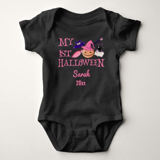mijn eerste halloween baby girl met aangepaste naa romper (Voorkant)