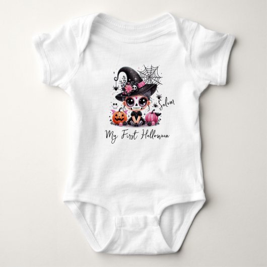 Mijn eerste Halloween Baby Sugar Skull Romper (Voorkant)
