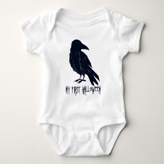 Mijn eerste Halloween Black Crow Silhouette Romper (Voorkant)