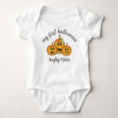 Mijn eerste Halloween Cute Pumpkin Jack O'lantern Romper (Voorkant)