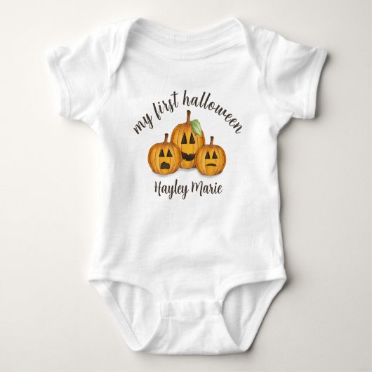 Mijn eerste Halloween Cute Pumpkin Jack O'lantern Romper (Voorkant)