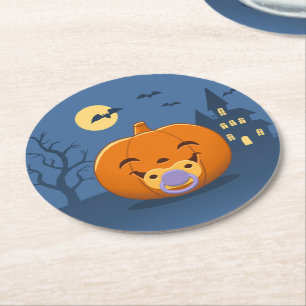 Mijn Eerste Halloween Fopspeen Pompoen Ronde Kartonnen Onderzetter