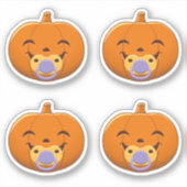 Mijn Eerste Halloween Fopspeen Pompoen Set van 4 Sticker (Voorkant)