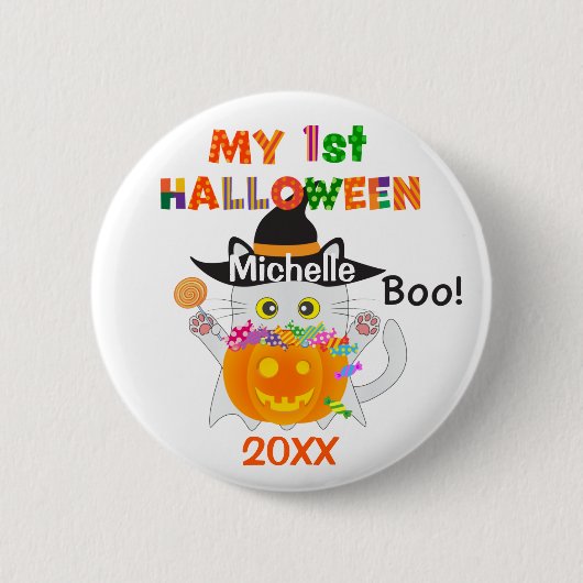 Mijn eerste Halloween Ghost Cat Ronde Button 5,7 Cm (Voorkant)