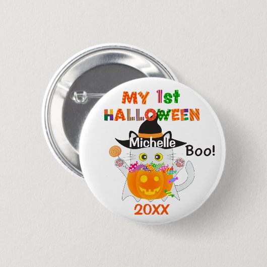 Mijn eerste Halloween Ghost Cat Ronde Button 5,7 Cm (Voorkant /achterkant)