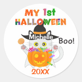 Mijn eerste Halloween Ghost Cat Ronde Sticker