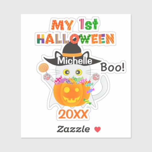 Mijn eerste Halloween Ghost Cat Sticker (Vel)