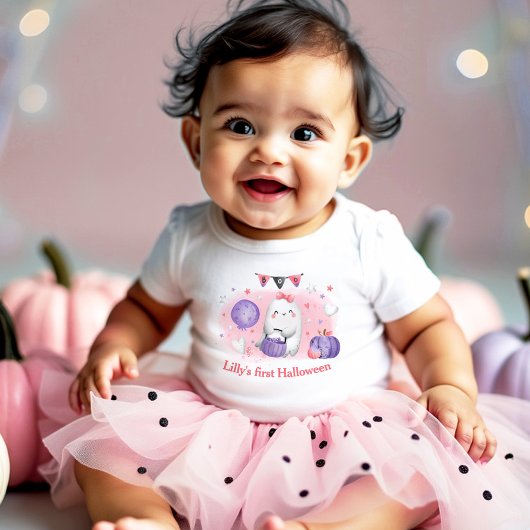 Mijn eerste Halloween naam Pink Baby Girl Bodysuit