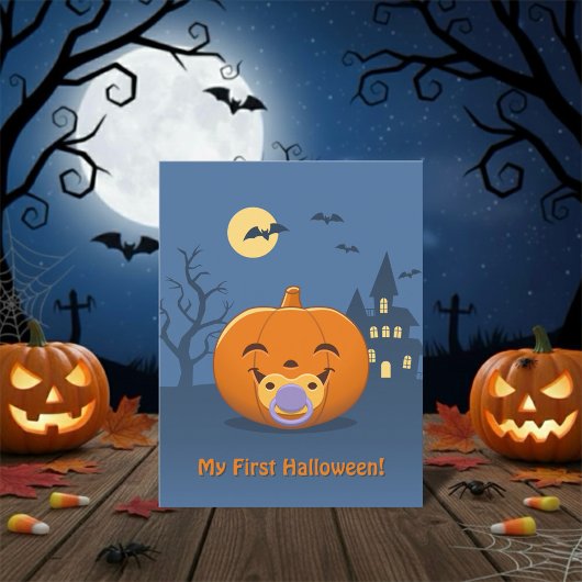 Mijn eerste Halloween Pacifier Pumpkin Briefkaart