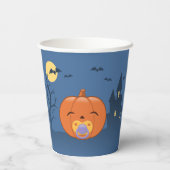 Mijn eerste Halloween Pacifier Pumpkin Papieren Bekers (Achterkant)