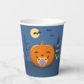 Mijn eerste Halloween Pacifier Pumpkin Papieren Bekers (Achterkant)