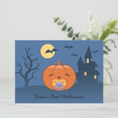 Mijn eerste Halloween Pacifier Pumpkin Party Kaart (Staand voorkant)