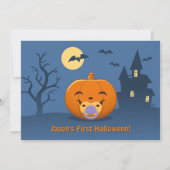 Mijn eerste Halloween Pacifier Pumpkin Party Kaart (Voorkant)