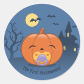Mijn eerste Halloween Pacifier Pumpkin Ronde Sticker (Voorkant)