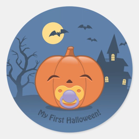 Mijn eerste Halloween Pacifier Pumpkin Ronde Sticker (Voorkant)