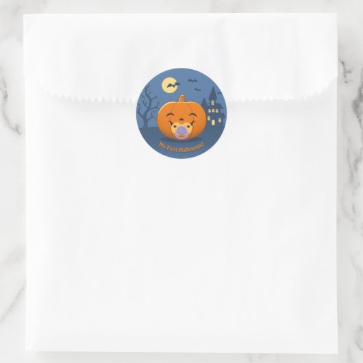 Mijn eerste Halloween Pacifier Pumpkin Ronde Sticker (Tas)