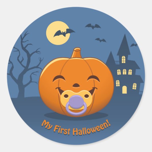 Mijn eerste Halloween Pacifier Pumpkin Ronde Sticker (Voorkant)