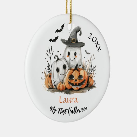 Mijn eerste Halloween Schattigee Ghost Pumpkin Bab Keramisch Ornament (Rechts)